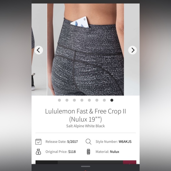 Lululemon- 25” Fast & Free Crop II High-Rise- Dark Grey & Black- Size 10 - Picture 15 of 16